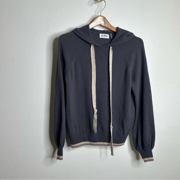 27 Miles 100% Cashmere Oversized Hooded Knit Sweatshirt Sweater Size XS - Picture 2 of 12